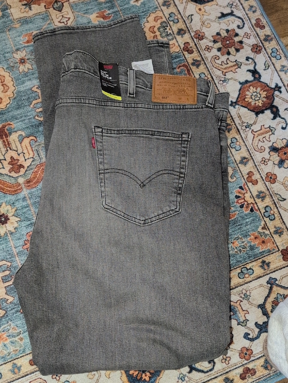 Brand New 512 Levi's Men's Dark Gray Straight Jeans 48/34